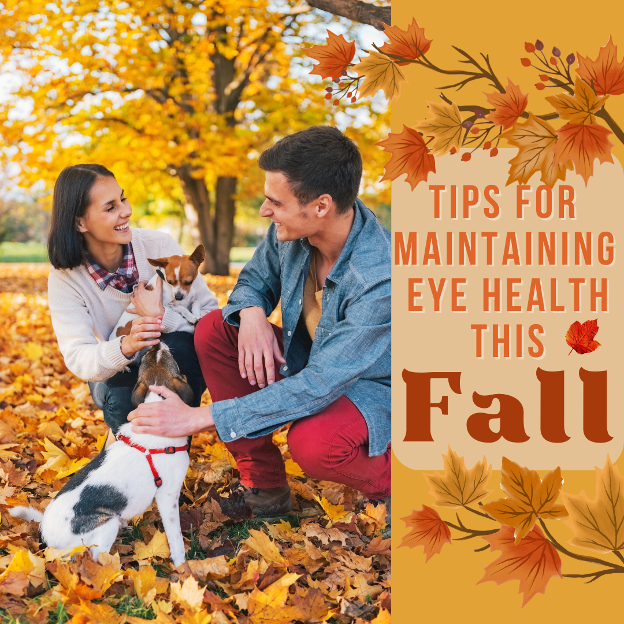 Young couple outside in fall foliage