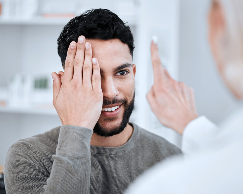 Man having his eye examined